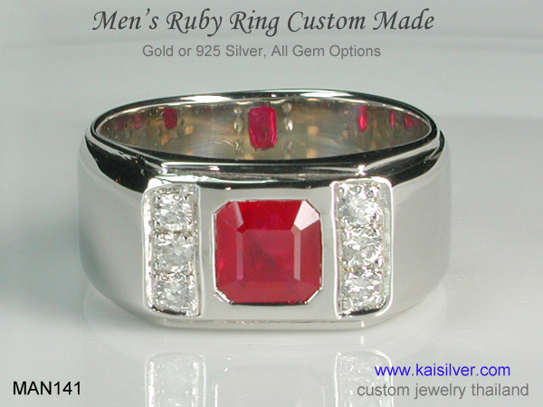 ruby rings for men gold or silver