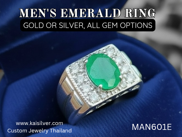 men's emerald and diamond ring