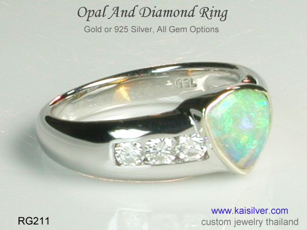 opal gemstone engagement ring 